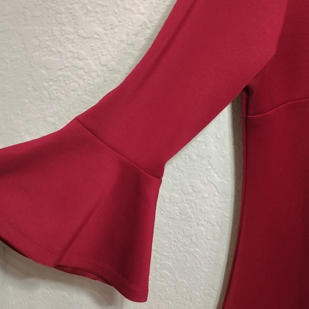 New York & Company Women's Large Red Stretch Zip Up Cocktail Dress Knee Length - Picture 2 of 7